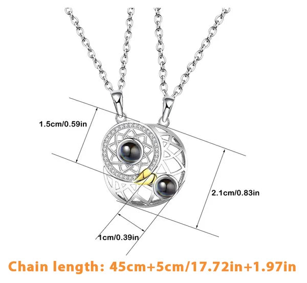 Love Heart Sun & Moon Couple's Collarbone Necklace