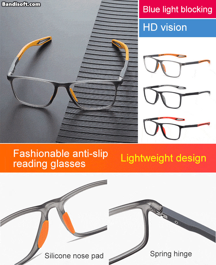 Fashionable silicone sports reading glasses