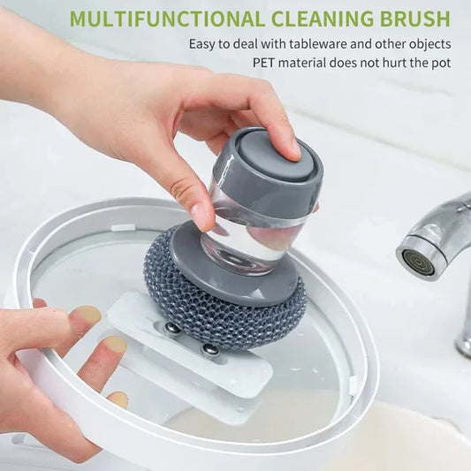 Kitchen Automatic Soap Adding Pan Brush, Strong Decontamination Dishwashing Brush