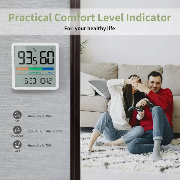 Indoor 3-in-1 Thermometer Hygrometer Clock