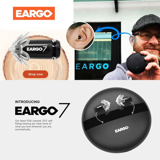 EARGO 7 OTC Hearing Aid: Nearly Invisible, Rechargeable, CIC Adaptive, FDA Cleared.