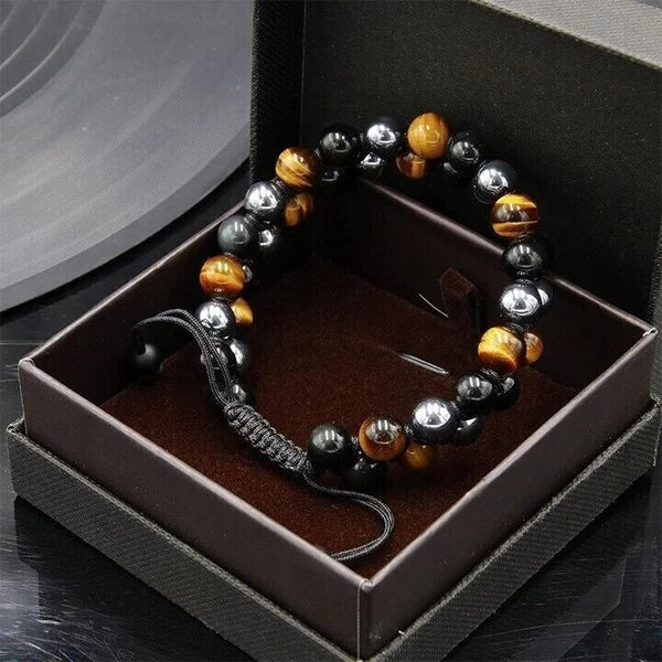 🔥Triple Protection Bracelet-Genuine Tigers Eye Agate and Black gallstone-The Perfect Gift