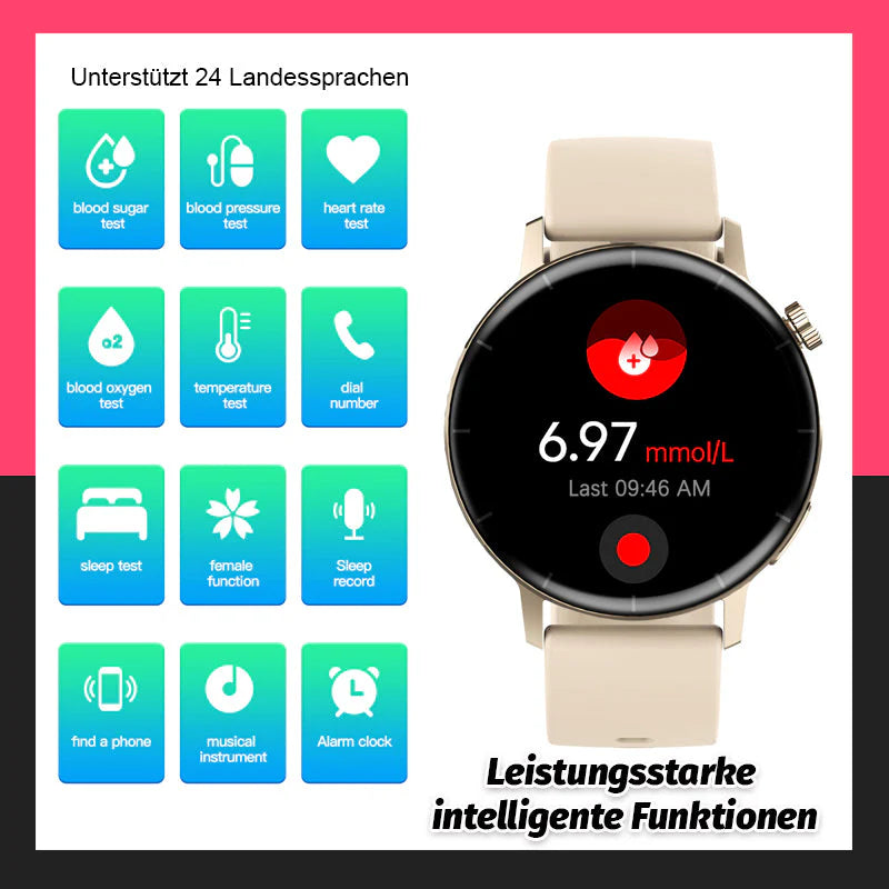 Herzfrequenz-Blutzuckerüberwachung, Bluetooth-Anruf-Sportuhr/Heart rate blood sugar monitoring, Bluetooth call sports watch