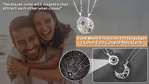 Love Heart Sun & Moon Couple's Collarbone Necklace