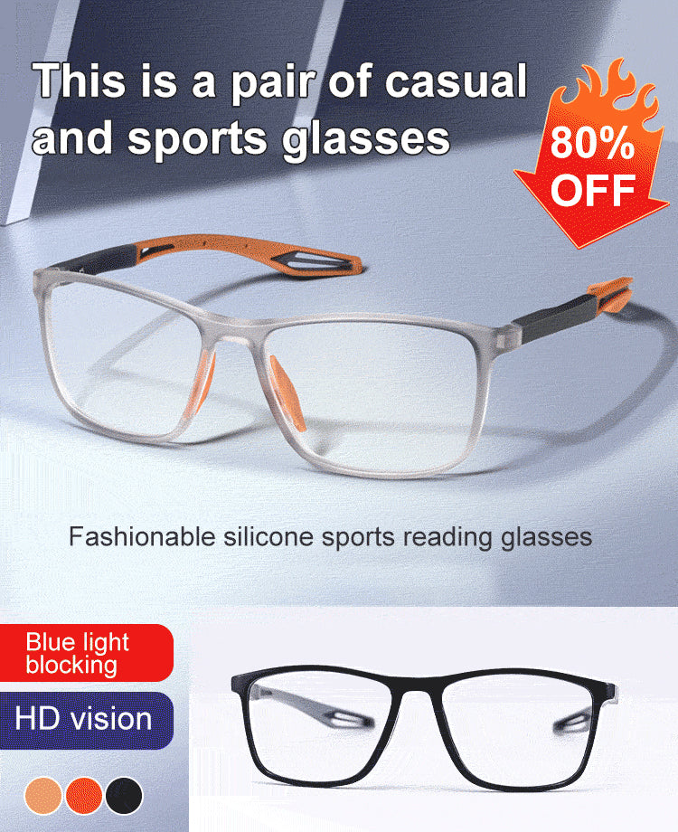 Fashionable silicone sports reading glasses