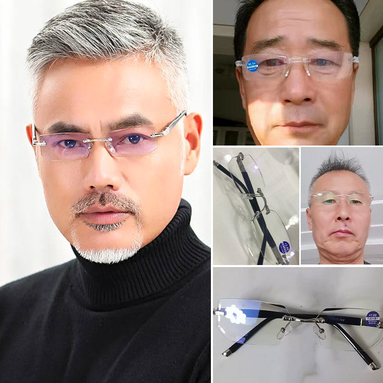 2024 fashionable diamond-cut progressive men reading glasses