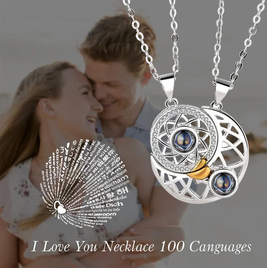 Love Heart Sun & Moon Couple's Collarbone Necklace